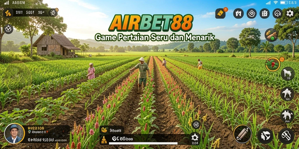 Screenshot menunjukkan gameplay AIRBET88 dengan aktivitas pertanian yang mengasyikkan.