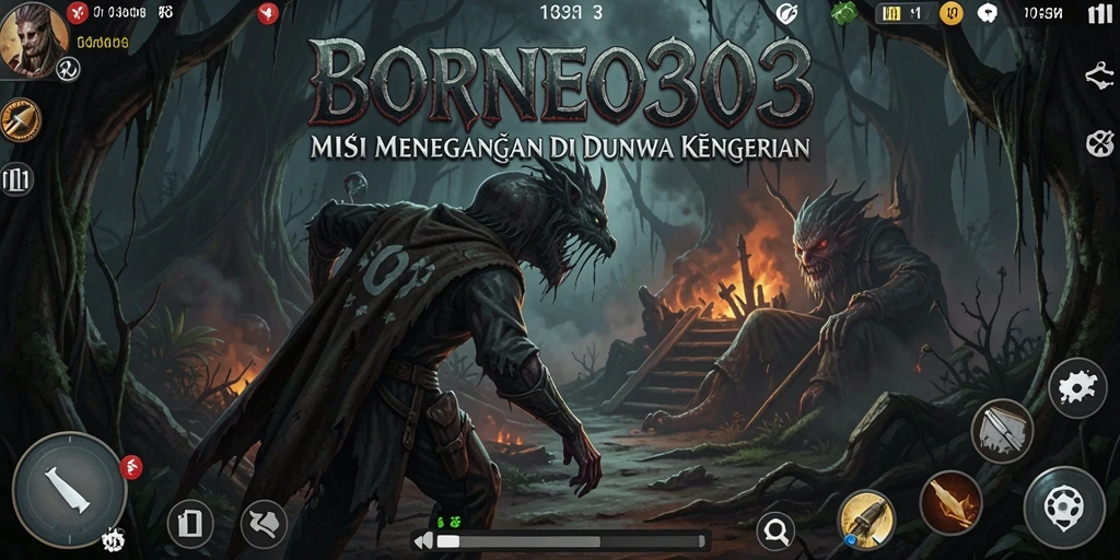 Screenshot menampilkan suasana menyeramkan di dalam game BORNEO303.