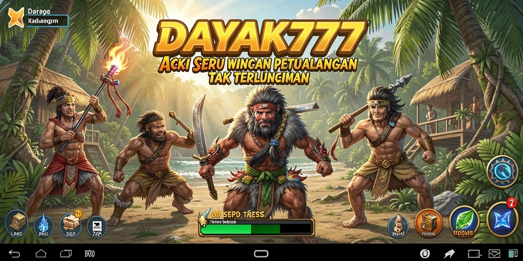 Screenshot utama menunjukkan aksi mendebarkan dalam DAYAK777.
