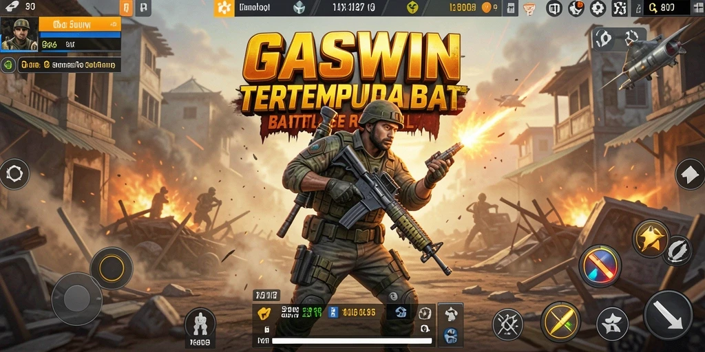 Gameplay intens GASWIN dalam pertempuran Battle Royale.