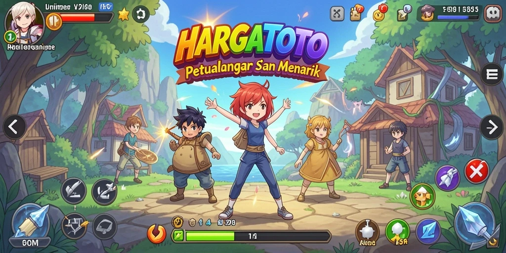 Tampilan screenshot HARGATOTO menampilkan karakter anime dalam pertempuran epik.