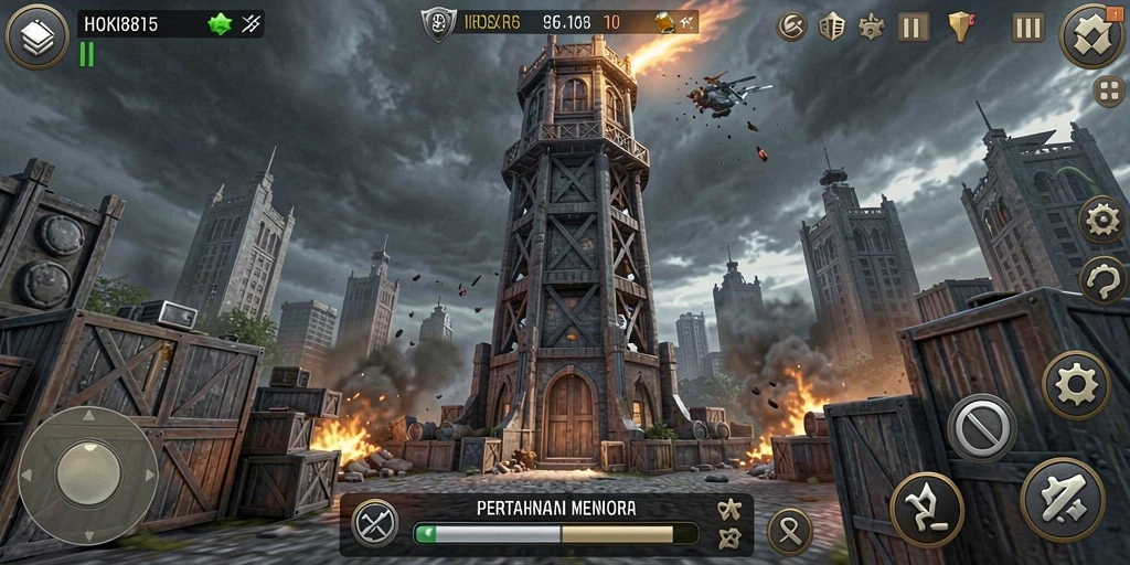 Screenshot HOKI8815 menampilkan aksi seru di Tower Defense.