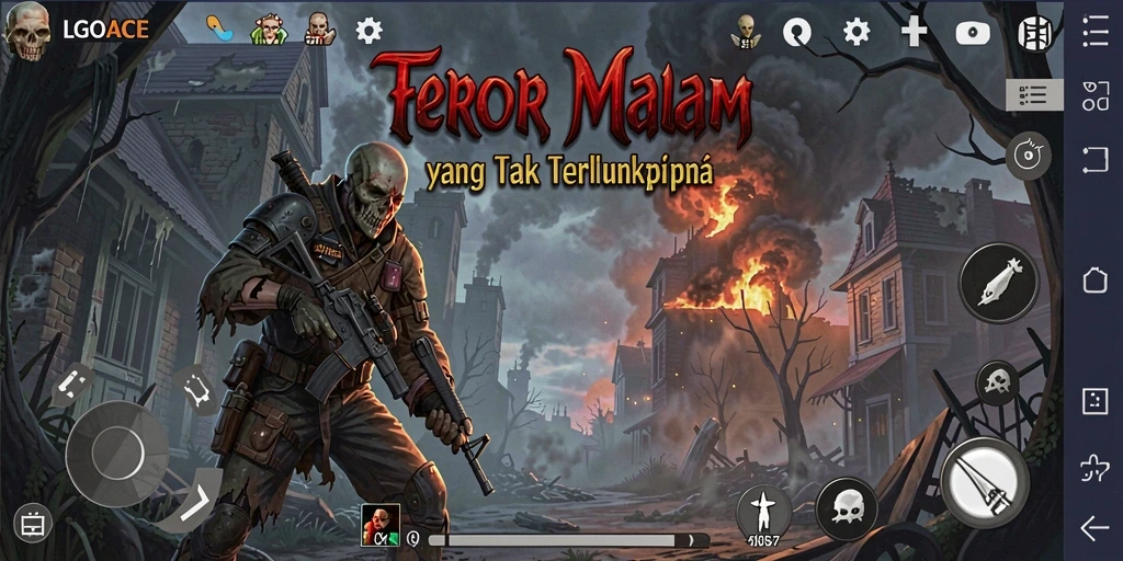 Screenshot gameplay LGOACE menunjukkan suasana horror yang mencekam.