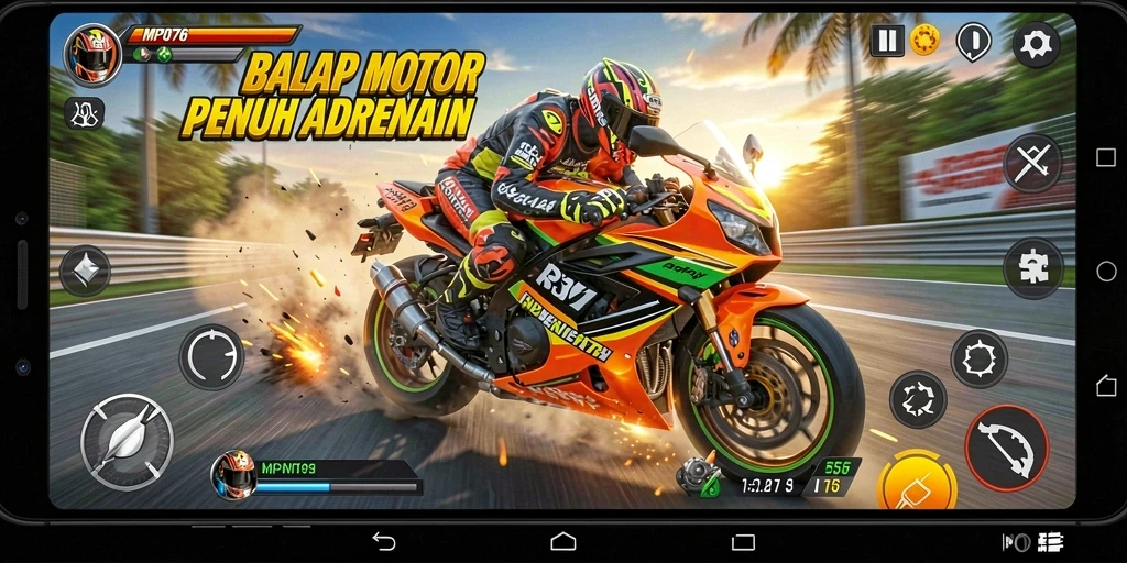 Tampilan menegangkan dari balapan motor di MPO76.