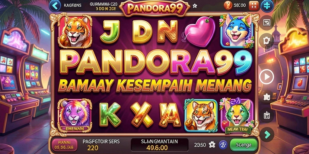 Screenshot gameplay <strong>PANDORA99</strong> menampilkan mesin Slot dengan animasi yang menarik.