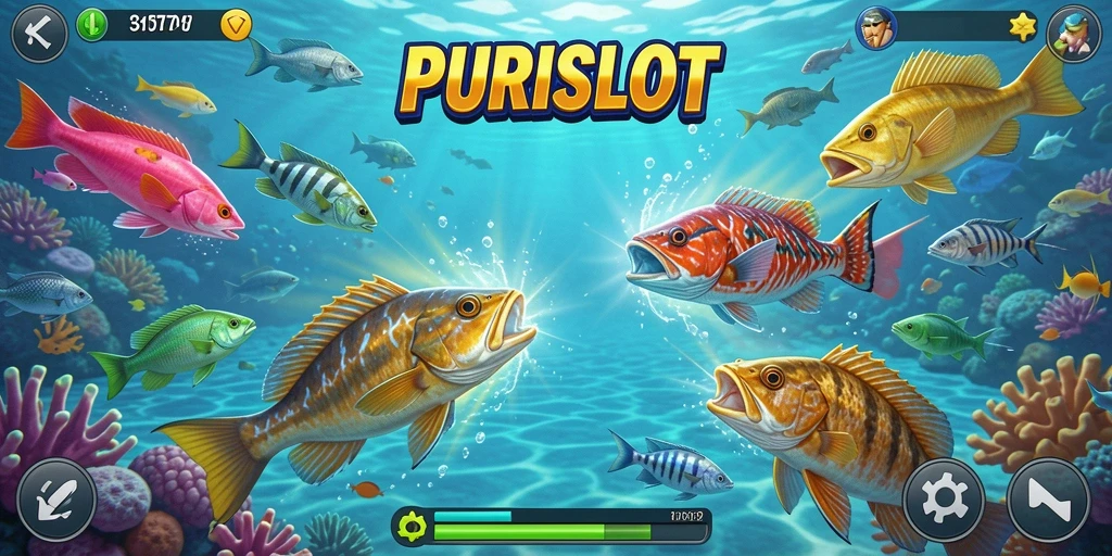 Screenshot menampilkan gameplay seru Tembak Ikan di PURISLOT.