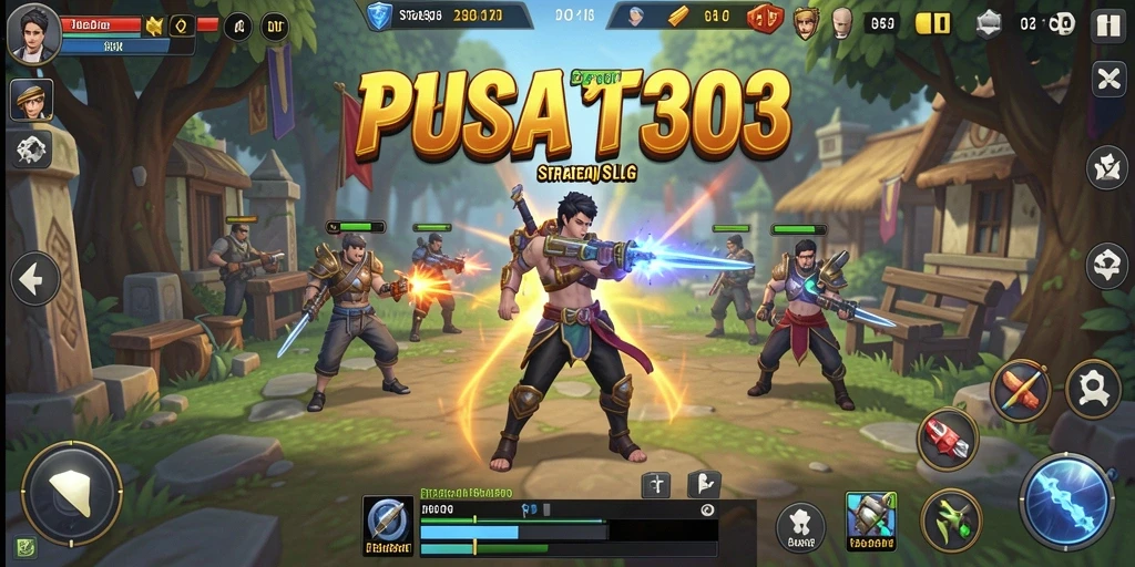 Screenshot utama PUSAT303 menampilkan pertempuran strategis yang mendebarkan dalam mode SLG.