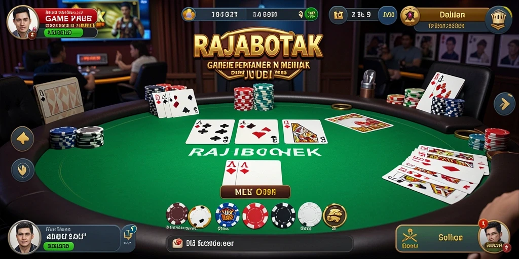 Tampilan gameplay RAJABOTAK yang penuh aksi dan strategi Poker.
