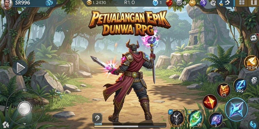 Tangkapan layar epic dengan aksi pertarungan RPG yang mendebarkan.