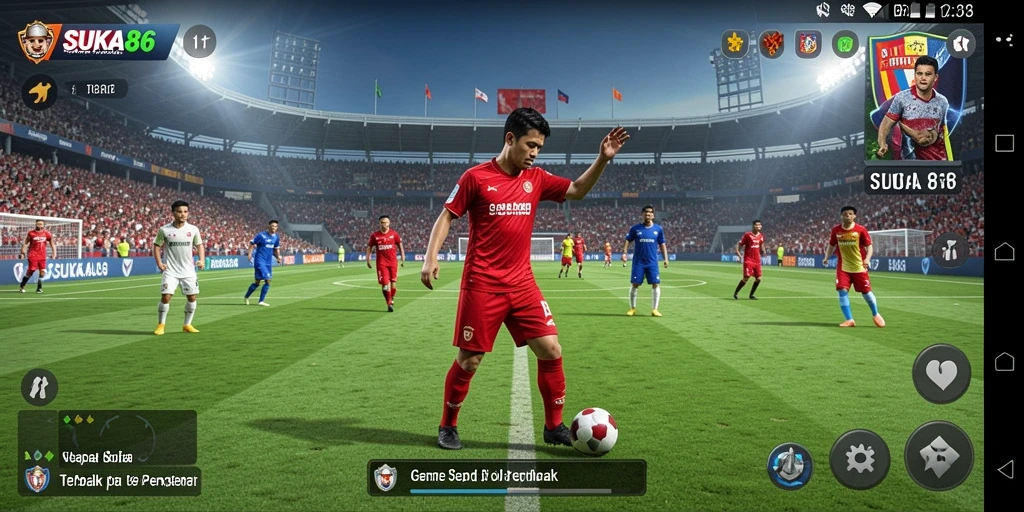 Tampilan gameplay menarik dari SUKA86 yang menghidupkan sepak bola.