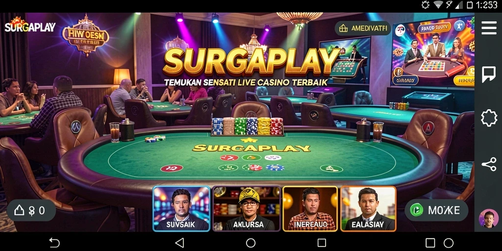Tampilan gameplay SURGAPLAY yang mendebarkan di Live Casino.
