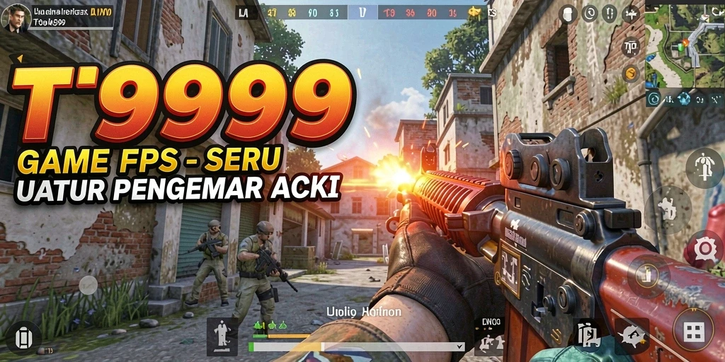 Screenshot T9999 menampilkan aksi gameplay FPS yang mendebarkan.