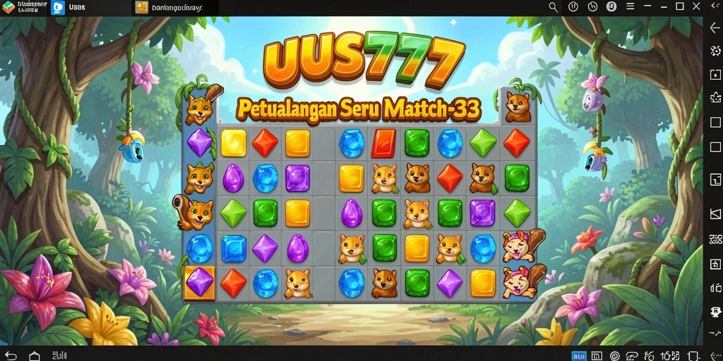 Tampilan gameplay menarik dari UUS777 dengan kombinasi permata berwarna.